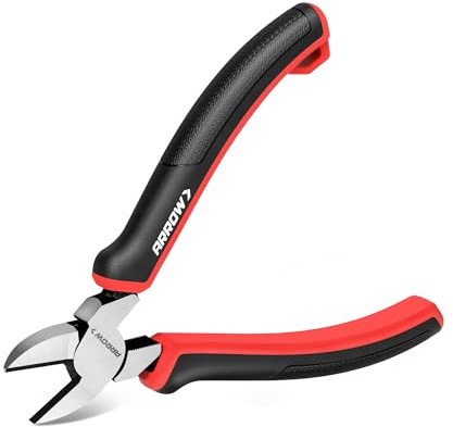 ARROW High Leverage Diagonal Pliers, 6 Inch Wire Cutters with TPR Handle