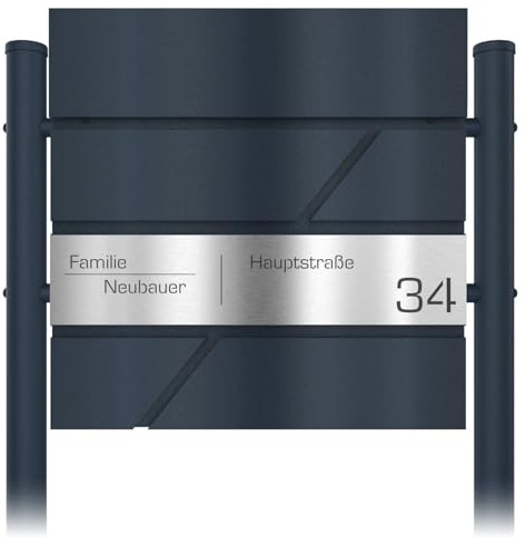 Graviers Design Cassetta per le lettere con supporto antracite RAL 7016 - personalizzata in acciaio inox con incisione laser nome numero civico via - Serratura cassetta postale a muro design 2