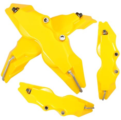 FELTECHELECTR 2sets Coperture Gialle Per Pinze Freno Auto Di Coperture Per Mozzi Ruota Anteriori e Posteriori Design Distintivo Protezione Completa Per Pinze Freno