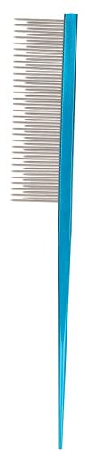 Peigne de compagnie de animal de compagnie de toilettes pour chiens ergonomiques enlève les nœuds S 2 densités différentes chiens applicables chats en aluminium en acier inoxydable (Blue)