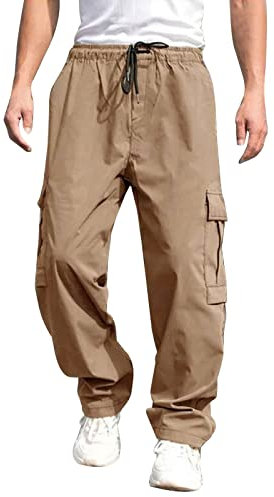 Cargo Trousers for Men UK, Heavy Duty Convertible Stretchy Pant Work Utility & Safety Trousers Scratch-Resistant Tracksuit Scruffs Workwear Khaki XL