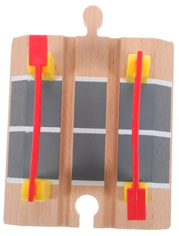 OFFIGAM Wooden Train Road Block and Railing Barrier Model Educational Toy for Boys and Girls, Railway Track Accessory Switch Control, Diy Pretend Play for Train Set Scenes