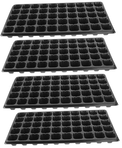 SEWOART 4Pièces Plaques de Semis pour Dispositifs de Culture de Recyclables et Réutilisables Noir