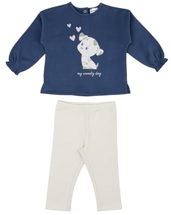 Prénatal, Completo Tuta Felpata, Leggings Lunghi e Felpa in Morbido Cotone, Bimba, 12-18 Mesi, Blu