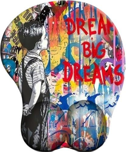 3D Tapis de Souris Ergonomique - Tapis de Souris Gamer avec Repose Poignet, Confort avec Repose- Gaming Mouse Pad pour Ordinateur Portable -Graffiti coloré, Joli garçon