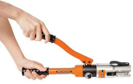 soudesileim Pinza a pressa portatile professionale, pinza crimpatrice idraulica, design a cambio rapido, pinza idraulica per tubi in rame e giunti di crimpatura esagonali (arancione, nero)