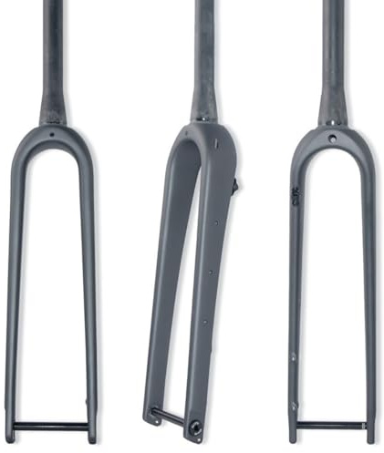 HZXQCVB 700C Fibra di Carbonio Bicicletta da Strada Forcella Rigida Perno Passante 12x100mm Freno A Disco Forcella Anteriore Gravel 1-1/8'' Tubo Dritto/Conico(Matte Black,1-1/2'')