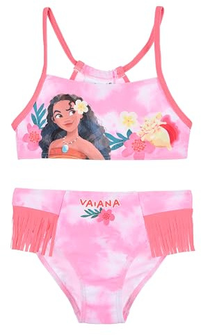 Disney Vaiana Bikini 2 Pezzi per Bambine, Costume da Bagno con Personaggio Oceania, Frange Decorative (IT, età, 8 Anni, Regular, Rosa)