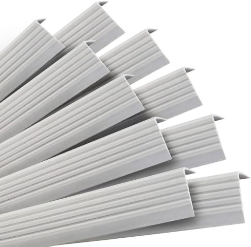 QUEST Selbstklebendes Treppenprofil Treppenkantenprofil 40x25 mm – PVC Stufenprofil mit Anti-Rutsch Rillen (Hellgrau, 10x100cm)
