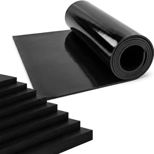 Suelo de Goma Antideslizante SBR en Rollo de Caucho, Color Negro, Liso, 140 cm Ancho x 1-10 m Largo x 1-10 mm Grosor, Duradero, Ideal para Garaje, Taller, vehículos y áreas de Trabajo Industrial