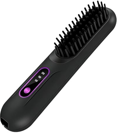 Piastra per capelli senza fili - Pettine per lisciare in ceramica con display LCD, spazzola per styling riscaldata portatile, piastra per barba ricaricabile | Donne Ragazze Spessore Sottile Styling Ca