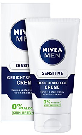 NIVEA Men, 6er Pack Gesichtspflege Creme für Männer, 6 x 75 ml Tube, Sensitive, 0% Alkohol