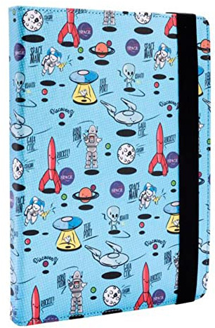 Silver HT - Funda Universal Estampada Space Blue metal para tablets de 9 a 10.4 pulgadas. Funda con función soporte y ángulo multiajustable