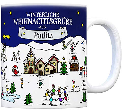 trendaffe Putlitz Weihnachten Kaffeebecher mit winterlichen Weihnachtsgrüßen - Tasse, Weihnachtsmarkt, Weihnachten, Rentier, Geschenkidee, Geschenk