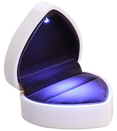 LIOOBO LED beleuchtete Ring Box Schmuck Box für Ring Halskette Anhänger Hochzeit Anniversay Valentines Day, White