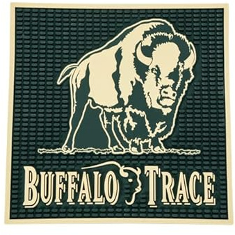 Buffalo Trace Tapis de bar, 30,5 x 30,5 cm, vert, carré, caoutchouc