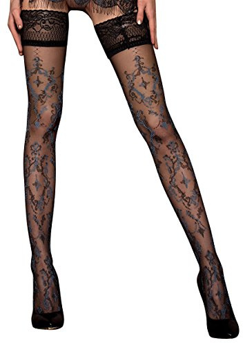 Ballerina Halterlose Damen-Strümpfe, schwarz, Stockings, Spitze, Strapsoptik, 20 DEN