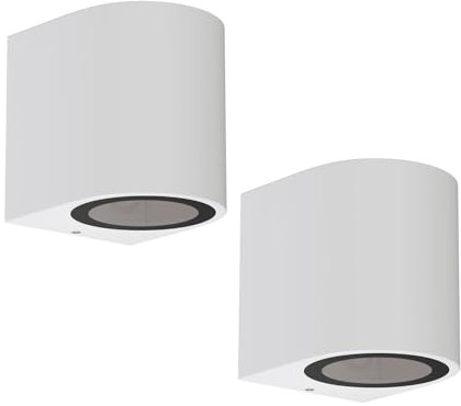 ledscom.de 2 x ALSE Wall Light for Outdoors, IP54, Downlight, matt White, Round, 1x GU10 max. 35W