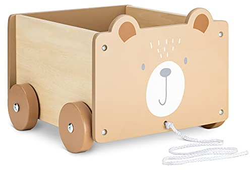 Navaris Spielzeugkiste Kiste Aufbewahrung für Spielzeug - Aufbewahrungsbox für Kinderzimmer - 26,4x20x25,8cm Spielkiste für Kinder - mit Rädern