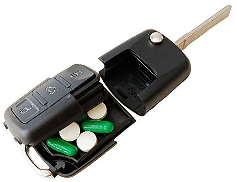 Fake Car Key Diversion Safe - Hidden Secret Compartment Stash it Box Discreet Decoy Car Key Fob to Hide Store Money, Jewelry Small Container to Keep Valuables Safe in Plain Sight Storage Keychain (1)