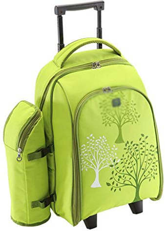 Picknick-Rucksack Portable Outdoor-Picknick-Taschenausrüstung Set, Trolley Picknicktasche mit Geschirr Picknick-Tasche Set for vier Personen Reisecamping ( Color : Light green , Größe : 33*25*45cm )