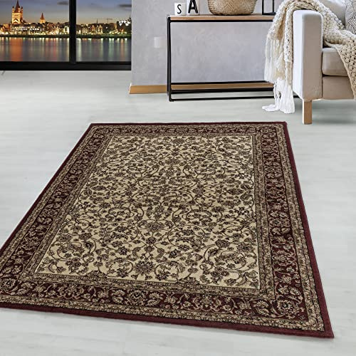 Homebyhome orientalisk matta röd 300x400 cm XXL kort lugg klassisk vintage stil för stort vardagsrum loft öppen matsal dekorativ