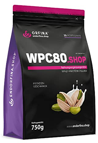 Endorfina Whey Isolate Protein Pulver 750g - Whey Protein 80% in Spitzenqualität - Eiweißpulver Kalorienbewusst ohne Zuckerzusatz - Ideal für Muskelaufbau & Diät - Pistazie Geschmack 25 Portionen