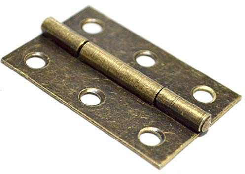 10 bisagras de bronce con bisagras plegables de latón vintage con tornillos para puertas, ventanas, muebles, armarios, armarios, armarios, cajas de madera (longitud: 2 pulgadas, ancho: 1 1 4