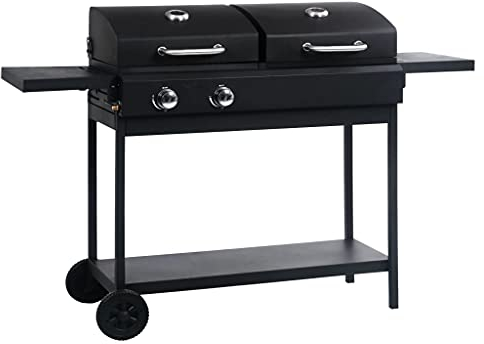 INLIFE Gas- und Holzkohle-Grill mit 2 Brennern
