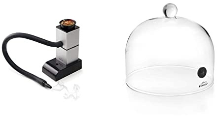 Lacor 69221 Magic Food Smoker, Smoking Gun, Kochen Raucher, Enthält Ersatzfilter und Olive Serrén Tasche, bunt & 61815 Glocke zum Schutz von Lebensmitteln Magic, Ø 16 x 12 cm