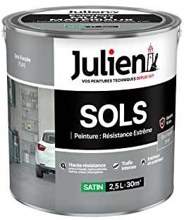 Julien Peinture Sols Extrême Intérieur et Extérieur - Chapes béton, ciment lissé, briques, asphalte, planchers et parquets - Gris Fossile 2,5L