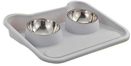 Gamelle Surélevée pour Chat et Chien - Double Plateau d'Alimentation Antidérapant avec Bol à Eau - Accessoire de Voyage pour Animaux de Compagnie