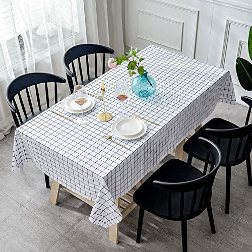 XQSSB Tischdekoration Eckig Wasserdicht Tischtuch PVC Tischwäsche Pflegeleicht Garten Zimmer Tischdekoration Weiß 90 × 150 cm
