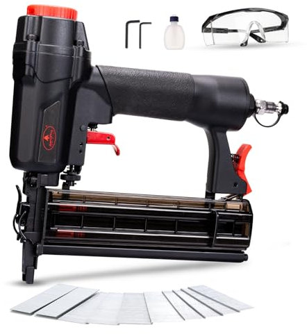 AEROPRO Tools, chiodatrice pneumatica 2 in 1, calibro 18, pistola per unghie e graffatrice con 1000 chiodi per tappezzeria, progetti fai da te, lavorazione del legno
