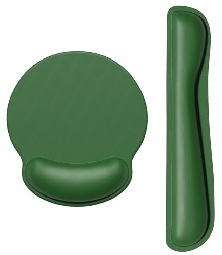 Dapesuom Tastatur-Handgelenkauflage und Mauspad mit Handgelenkstütze, Memory-Schaum-Handgelenkauflagen für Tastatur und Maus, ergonomisches Handgelenkpolster mit rutschfester Unterseite, Waldgrün
