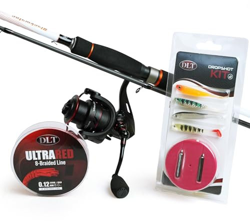 DLT Dropshot Angelruten-Set komplett 2,40 m - 7-32 g - Raubfisch-Angelset - inkl. Köder