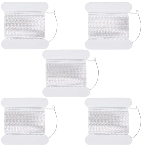 Beebeecraft Cordon de Perles en Soie de 10 m 5 Cartes Fil Pur Torsadé Naturel Blanc pour Enfilage Tissage Nouage Fournitures de Fabrication de Bijoux