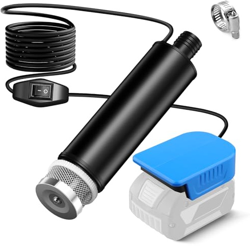 Tauchpumpe für Bosch Akku GBA 18V Schmutzwasserpumpe Wasserpumpe Flachwasserpumpe Saugpumpe Absaugpumpe,Poolpumpen,Gardena,Keller,Pool,Gartenbewässerung, Autowäsche(KEIN Akku)