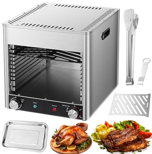 Horno eléctrico Comercial de 10 Niveles, Horno eléctrico Independiente de 3400 W con Temperatura y Tiempo Ajustables, Sistema de enfriamiento, Temperatura Constante de 800 ℃, Horno eléctrico y Placa