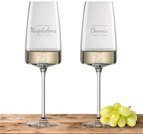 2X Zwiesel Glas Sektglas 388ml mit Namen oder Wunschtext graviert - Vivid Senses - Sektgläser als personalisiertes Geschenk für Paare, Eltern oder zur Hochzeit - Motiv (Verzierung03)