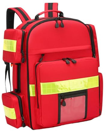 Folpus Erste-Hilfe-Rucksack First Responder Tasche leer mit reflektierenden Streifen Notfall-Rucksack für Reisen Gemeindezentrum