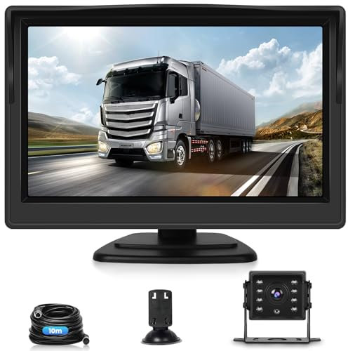 Camera de Recul pour Voiture avec 5 Pouces IPS Moniteur, Caméra de Recul 720P HD Étanche IP69K, Vision Nocturne, avec Câble de 10 M, pour Camion/Rimorchi/Bus/Furgoni/Agricoltura/Camping-Car/Caravane