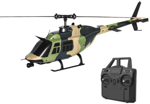 BuildCubes C138 1/33 206 RC Hubschrauber, 2.4G 6CH RC Helikopter Outdoor Indoor, Hobby RC Flugzeuge Einzelpropeller Flybarless RC Militär Luftfahrzeug, Spielzeug Geschenke -RTF