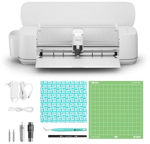 LOKLiK iCraft Plotter-Maschine – Schneidemaschine zum Personalisieren von Textilien, Tassen, Taschen, Aufklebern und Dekorationen. Kompatibel mit Flexfolie, Papier, Leder, Karton und mehr. (Weiß)