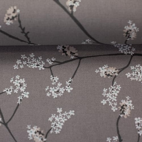 Canvas | Dekostoff | TONI | Blütenzweige, grau | Meterware