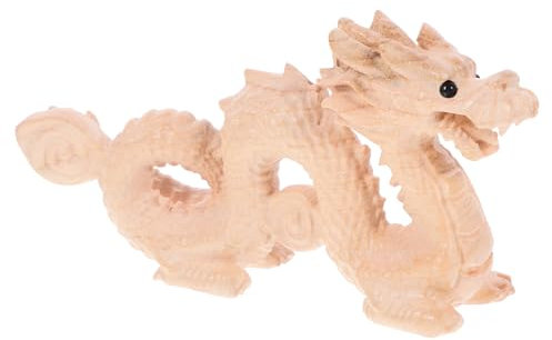 GRIRIW Holz Drachen Statue Reichtum Wohlstand Ornament Chinesische Drachenfigur Büro Dekor Schmuck Drachenform Schreibtischdekor Drachenskulptur