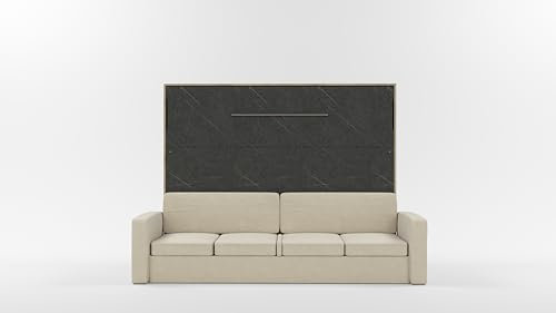 Schrankbett horizontal mit Sofa, Invento NOVA 160H mit Lattenrost aus Holz, Bett im Schrank 160x200, Modern Concept und Design, Klappbett, Schlafzimmer, Wandbett (Eiche Charkiw/Stein+Beige)