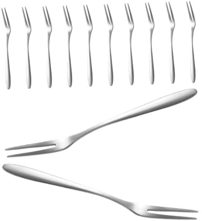 ZUNOXAZ 12pezzi Forchette in Acciaio Piccole Per Mare Antipasti Dessert Insalate e Snack Posate Da Viaggio Portatili e Resistenti Impugnatura