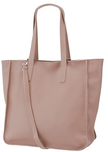 Damen Henkeltasche aus Echtleder – Mittelgroßer Shopper mit Schulterriemen – Handtasche Schultertasche mit Reißverschluss und Innenfach 37x13x29 cm Lili G555