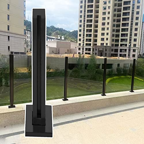 Poteaux de balustrade robustes en verre noir pour escaliers, balcons et terrasses – Main courante carrée de 90 cm de haut, idéale pour la sécurité de la terrasse et du jardin